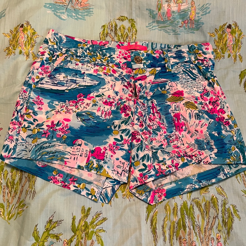Lilly Pulitzer Postcards from Positano Callahan Shorts Size 6 EUC Toile Print